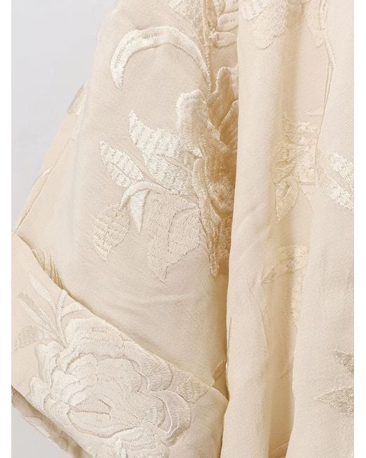 Mes Demoiselles Natural Franny Viscose Dress With Floral Pattern