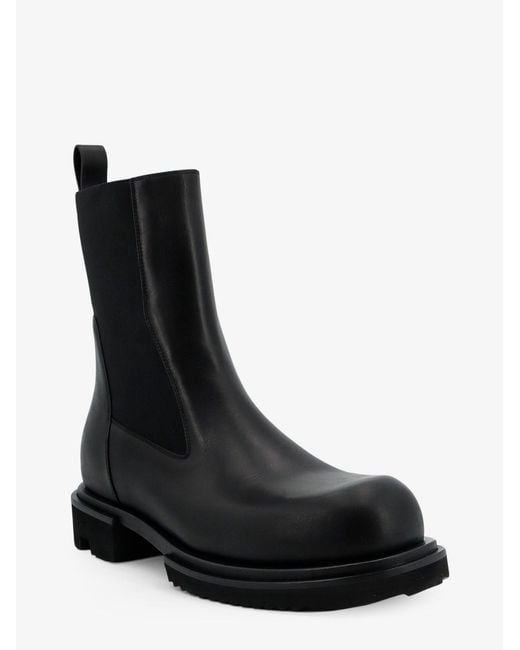 Rick Owens Black Gabe Leather Beatle Boots for men