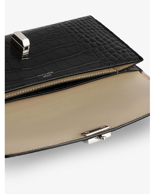 Totême  Black T-Lock Croco Print Leather Wallet