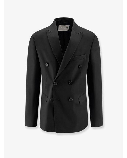 Amaranto Black Virgin Wool Blend Blazer for men
