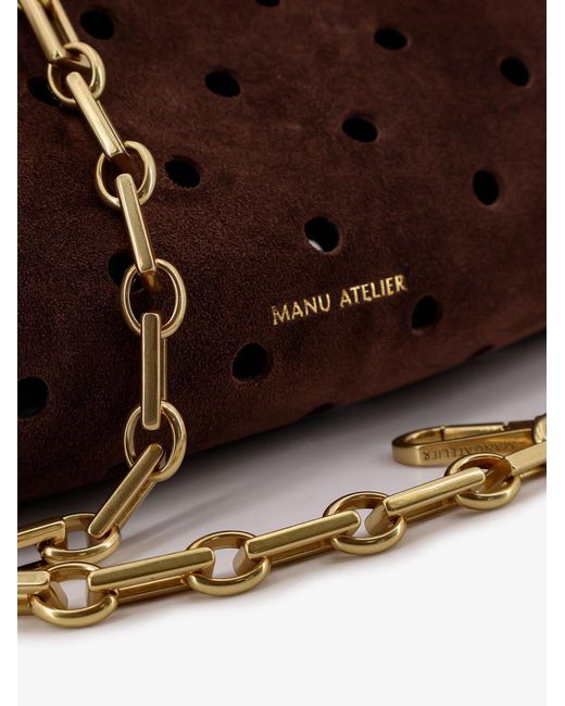 MANU Atelier Brown Mini Cylinder Suede Crossbody Bag