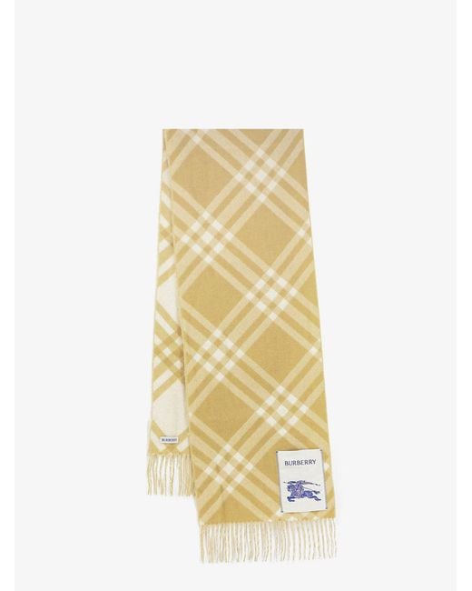Burberry Metallic Cashmere Scarf With Check Pattern