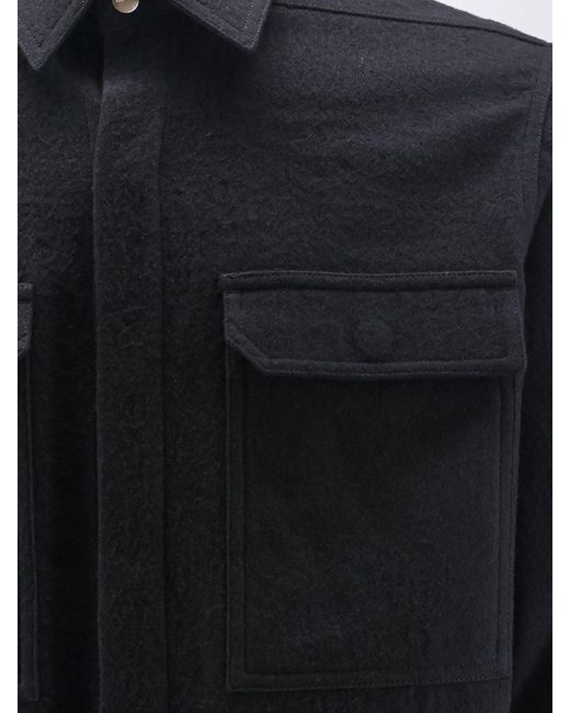Rick Owens Blue Cotton And Wool Outershirt for men