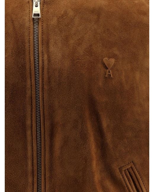 AMI Brown Suede Goatskin Jacket for men