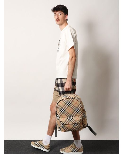 Burberry Natural Essential Backpack With Check Pattern for men