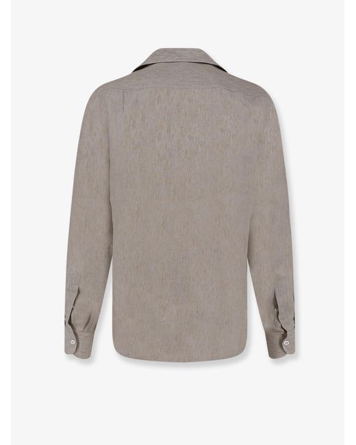 Lardini Gray Pailan Linen Shirt for men
