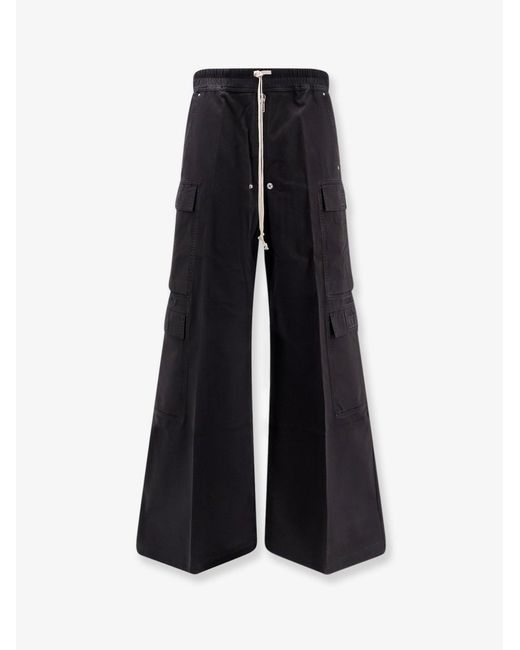 Rick Owens Black Double Cargo Jumbo Organic Cotton Trousers for men