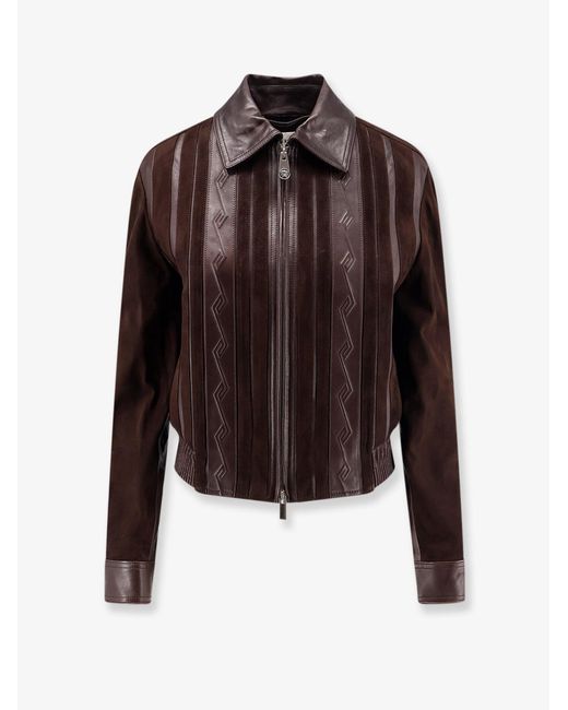 Versace Brown Leather And Suede Jacket