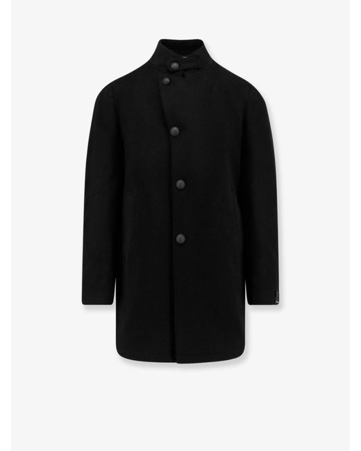 Tagliatore Black Virgin Wool And Cashmere Coat for men
