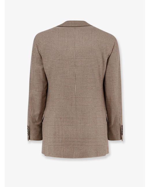 Brunello Cucinelli Brown Single-Breasted Wool And Cashmere Blazer for men