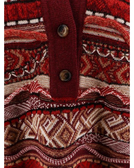 Laneus Polo Sweater With Multicolored Inlays