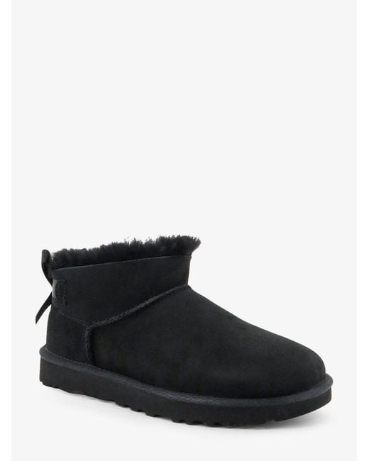 Ugg Black Ultra Mini Bailey Bow Suede Ankle Boot