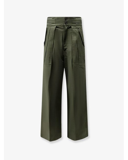 Frankie Shop Green Trousers Tova Cargo Cotton