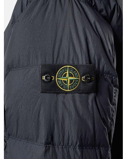 Stone Island Blue Garment Dyed Crinkle Reps Ny Down Jacket for men