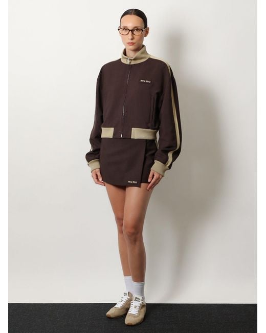 Miu Miu Black Mohair And Virgin Wool Mini Skirt