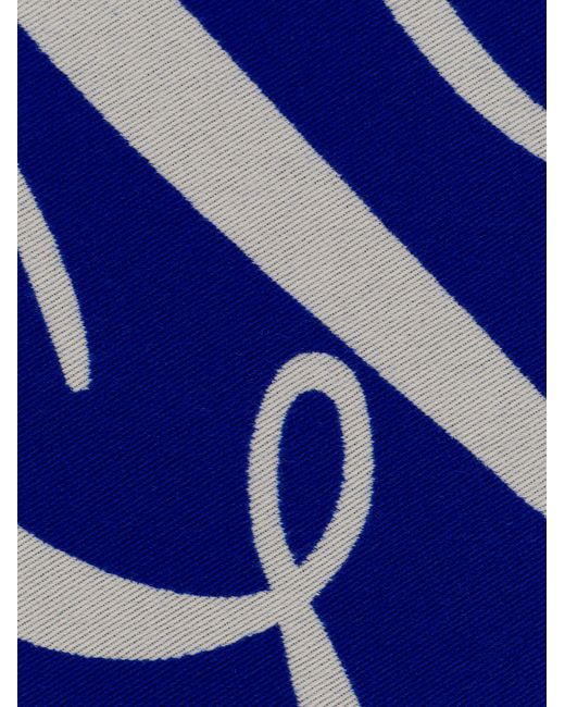 Sciarpa blu con logo e profili sfilacciati di Burberry in Blue