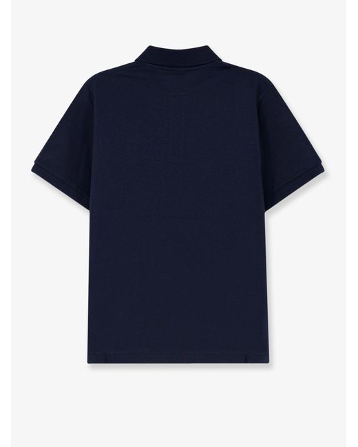 Saint Laurent Blue Piqué Cotton Polo Shirt With Cassandre Embroidery for men
