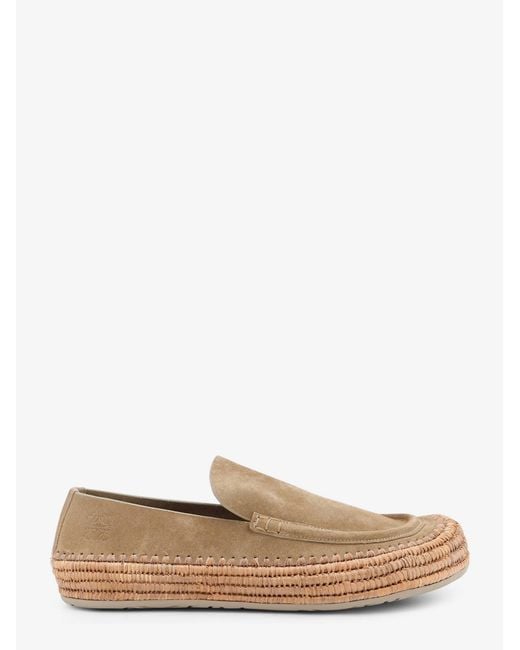 Loewe White Rio Suede And Raffia Loafers for men