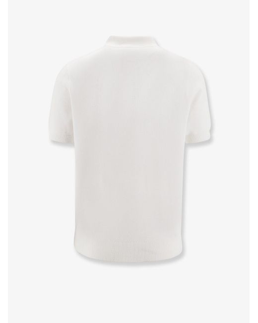 Bramani Cashmere White Cotton And Silk Blend Polo for men