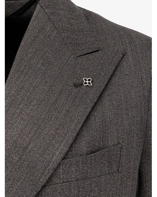 Tagliatore Gray Double-Breasted Virgin Wool Blazer for men
