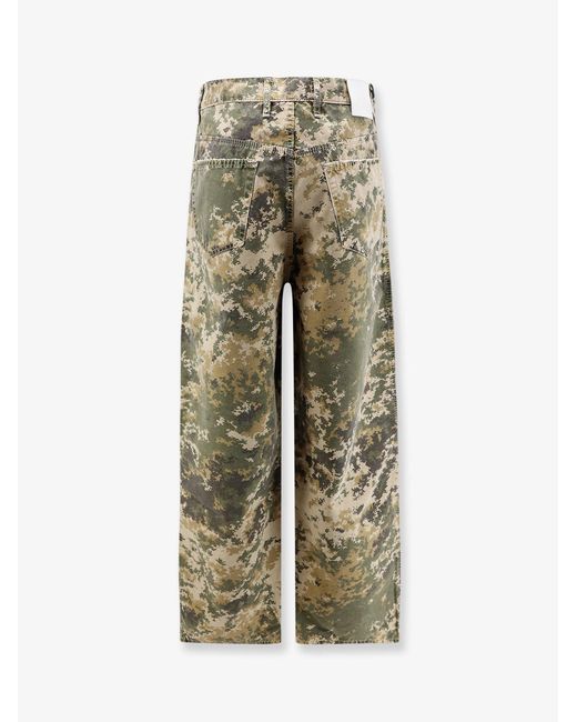 NUMERI 123456789 Green Cotton Jeans With Camouflage Pattern for men