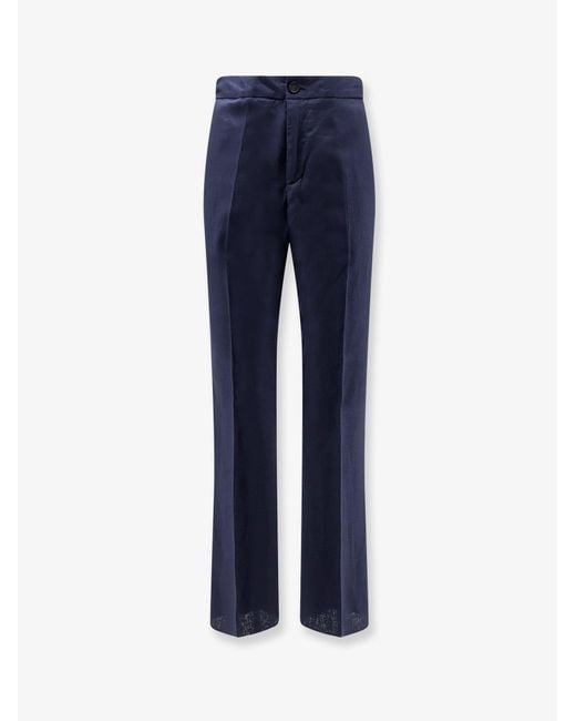 Hevò Blue Linen And Viscose Trousers for men