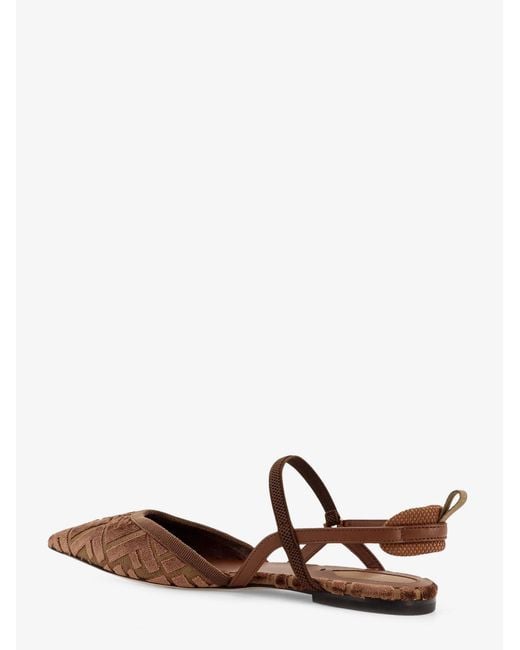 Ff Jacquard Velvet Slingback Ballerinas-Donna di Fendi in White