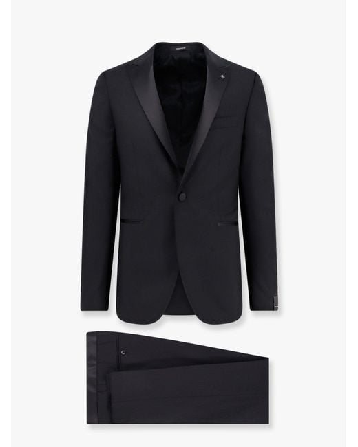 Tagliatore Blue Virgin Wool Tuxedo With Iconic Brooch for men