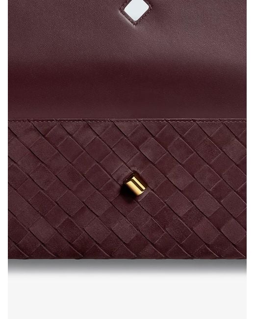 Bottega Veneta Purple Andiamo Suede Clutch With Intrecciato Pattern
