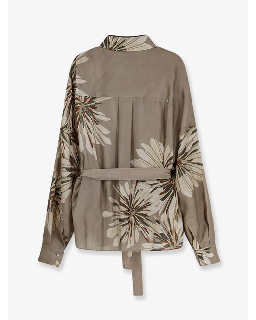 Brunello Cucinelli Green Silk Shirt With Belt