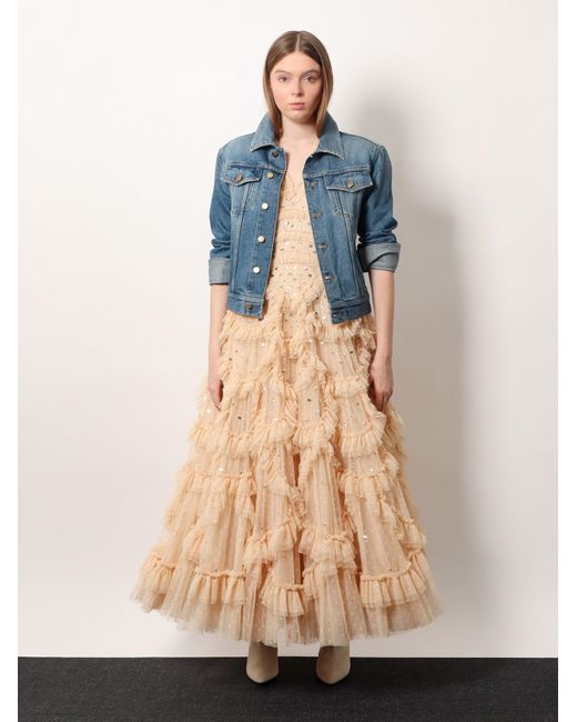 ワンピース NEEDLE & THREAD Tulle long dress with all-over sequins Tulle long dress with all-over sequins NEEDLE & THREAD