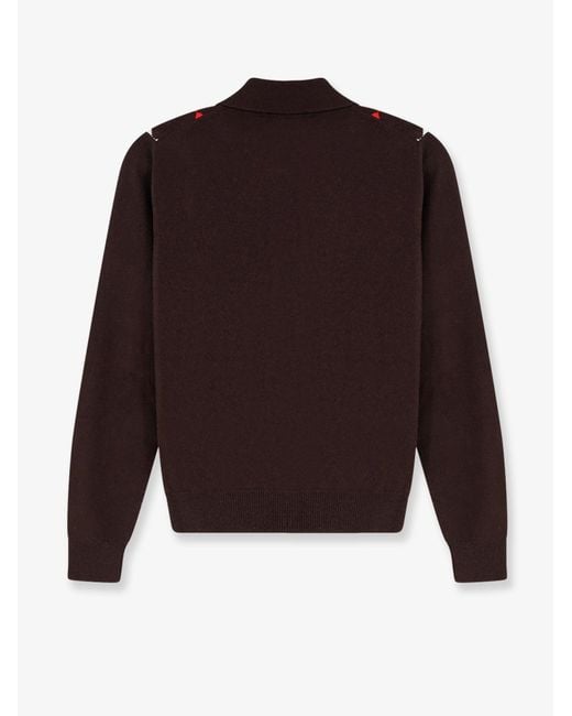 Miu Miu Red Diamond-Patterned Cashmere Cardigan