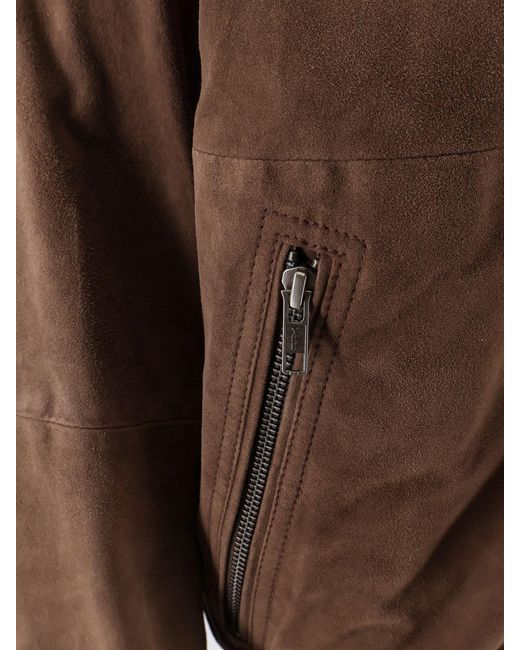 Amaranto Brown Suede Bomber for men