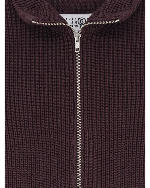 MM6 by Maison Margiela Purple Ribbed Cotton Cardigan