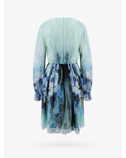 Alberta Ferretti Blue Long Sleeves Silk Closure With Zip Dresses