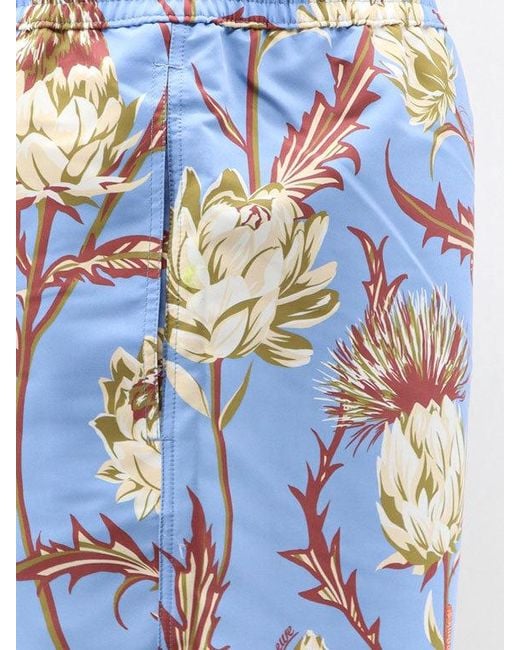 Loewe Blue Paula's Ibiza Floral Print Nylon Swim Trunks for men