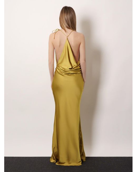 ACTUALEE Metallic Satin Long Dress