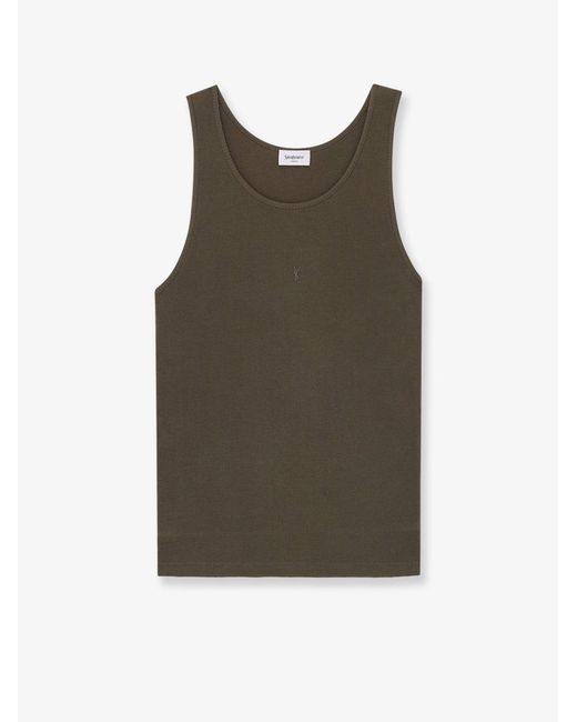 Saint Laurent Green Ribbed Cotton Top