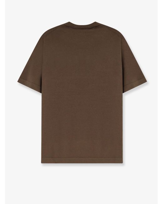 Bramani Cashmere Brown Cotton And Silk Blend T-Shirt for men