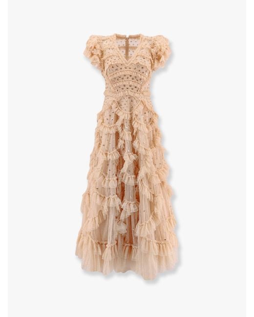 Needle & Thread Natural Long Dress With All-Over Sequins