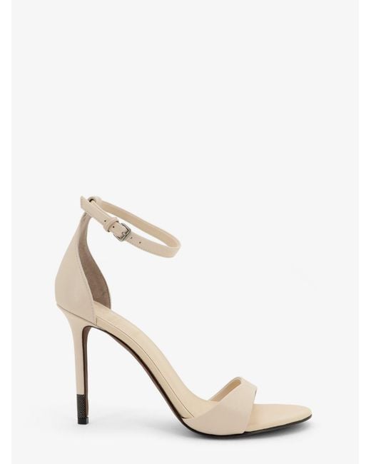 Brunello Cucinelli White Leather Sandals With Monili Detail