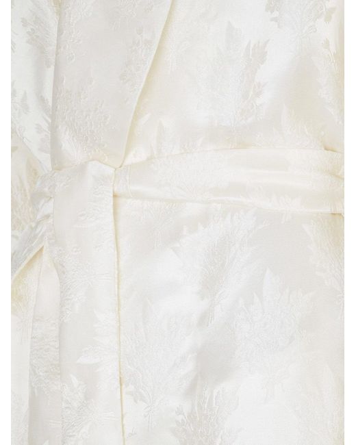 Fendi White Jacquard Silk Blazer With Floral Motif