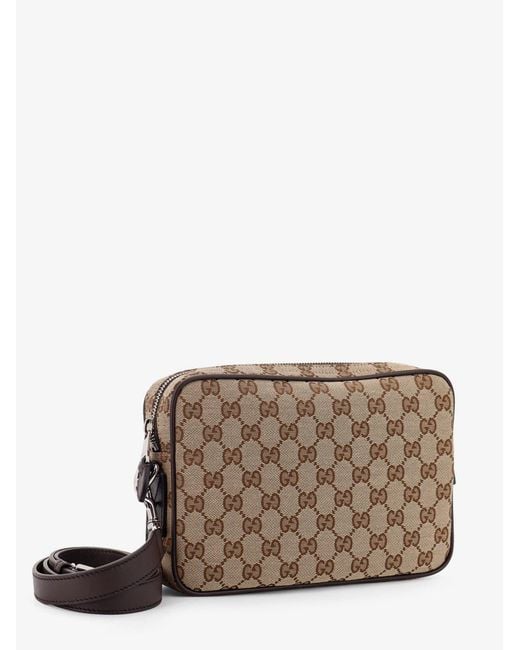 Gucci Brown Gg Supreme Fabric Shoulder Bag With Leather Inserts for men
