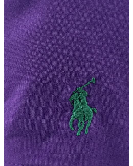 Polo Ralph Lauren Purple Nylon Swim Trunks With Embroidered Logo for men