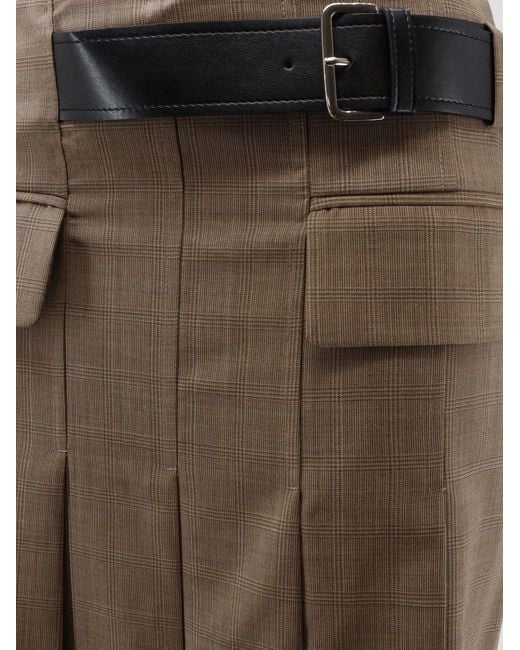 Semicouture Brown Wool Skirt With Belt