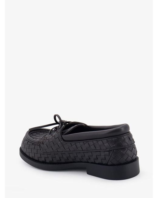Bottega Veneta White Pier Intrecciato Leather Boat Shoes for men