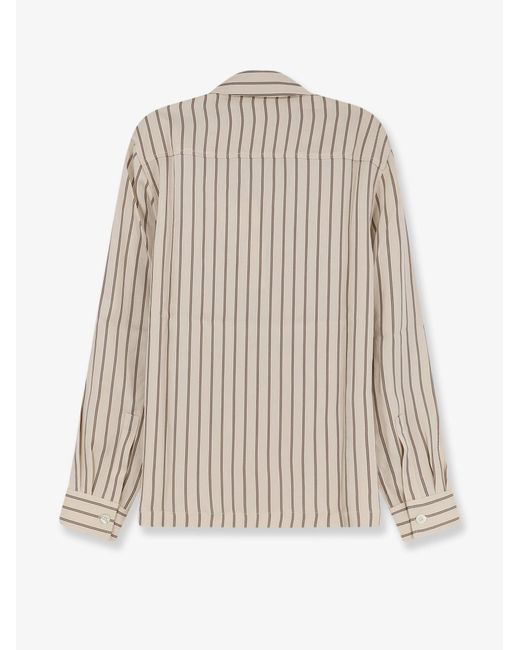 Y-81 White Viscose Shirt With Striped Pattern for men