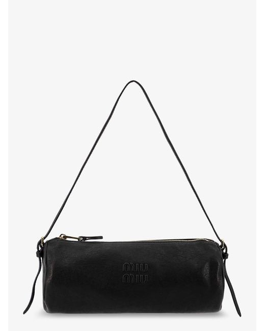 Miu Miu Black Mini Aviator Leather Shoulder Bag