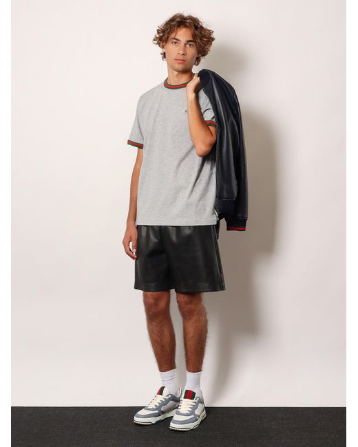 Gucci White Cotton T-Shirt With Web Detail for men