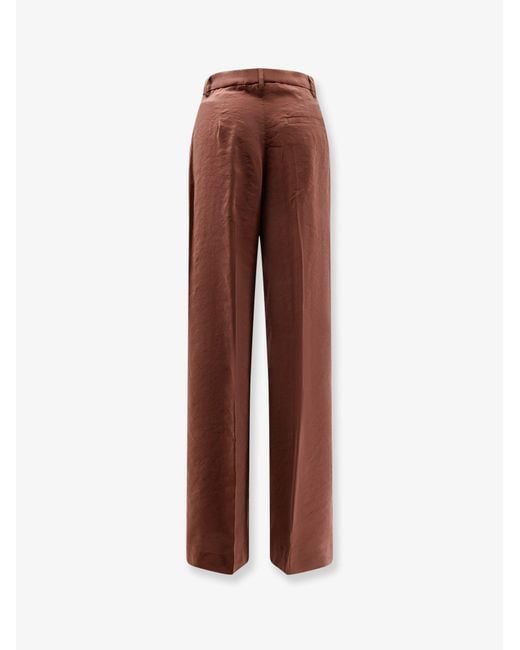 Hevò Brown Torreveneri Modal And Polyester Trousers